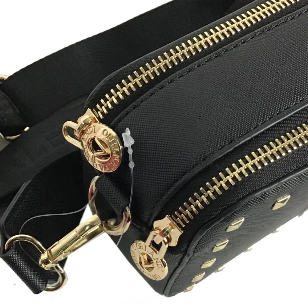 VALENTINO ORLANDI Studded Double Zip Crossbody Camera Bag Purse
